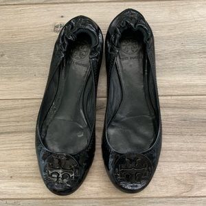 Tory Burch Reva black patent flats